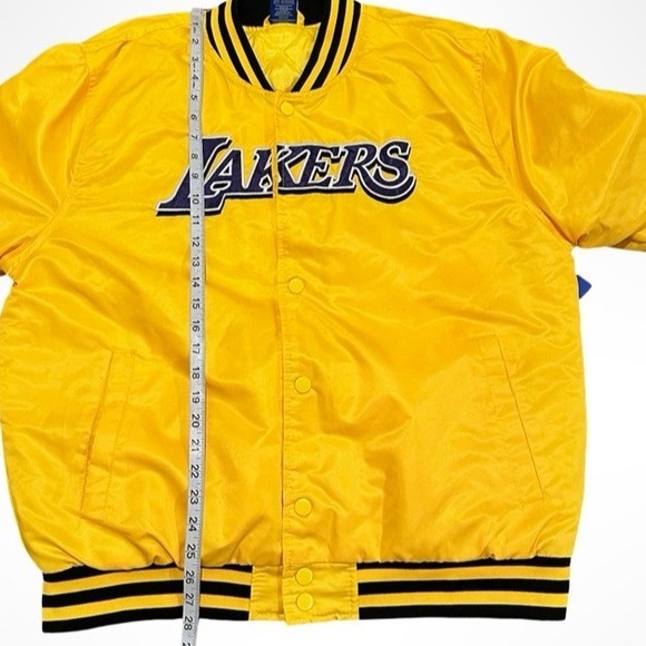 Los Angeles Lakers NBA Satin Bomber Varsity Jacket Gold Purple Men's XL - Picture 8 of 10